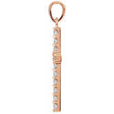 14K Rose 1 1/4 CTW Natural Diamond Cross Pendant